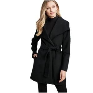 Tahari Ladies Blk Wrap Coat W/ Belt Double Face Fabric Sz XXL Shawl MSRP$350
